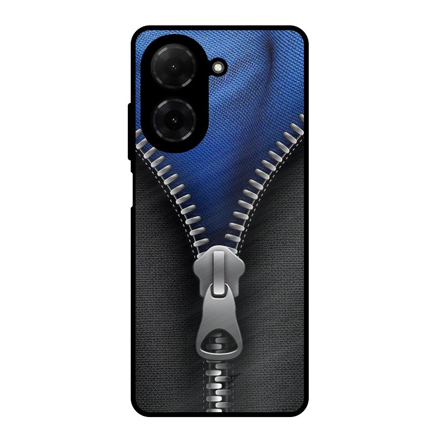 Blue Zipper Metal Back Case for Poco C71