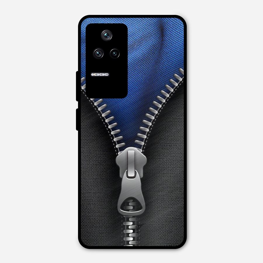 Blue Zipper Metal Back Case for Poco F4 5G