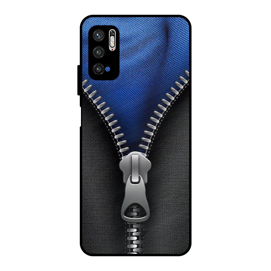 Blue Zipper Metal Back Case for Poco M3 Pro 5G