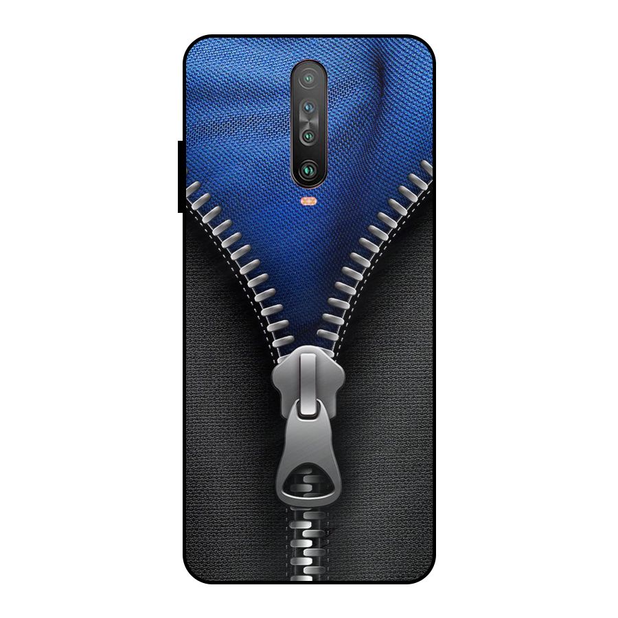 Blue Zipper Metal Back Case for Poco X2
