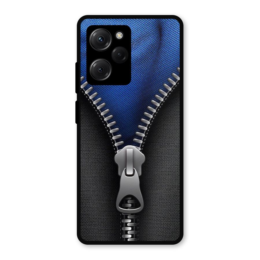 Blue Zipper Metal Back Case for Poco X5 Pro