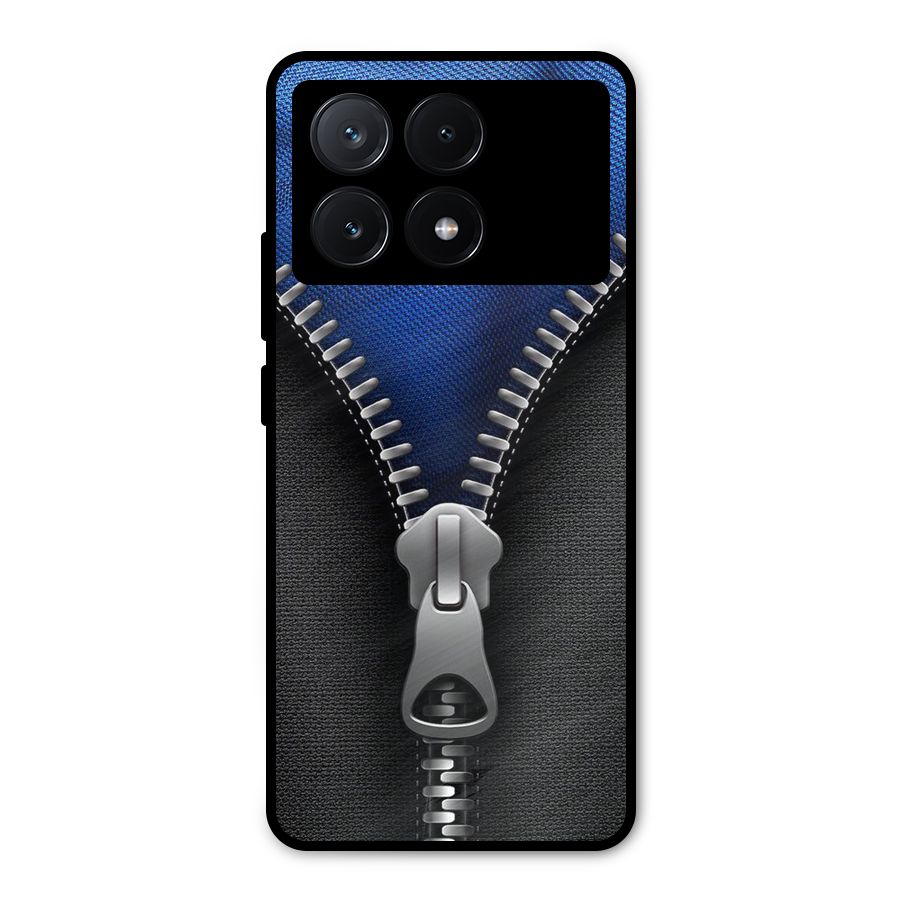 Blue Zipper Metal Back Case for Poco X6 Pro