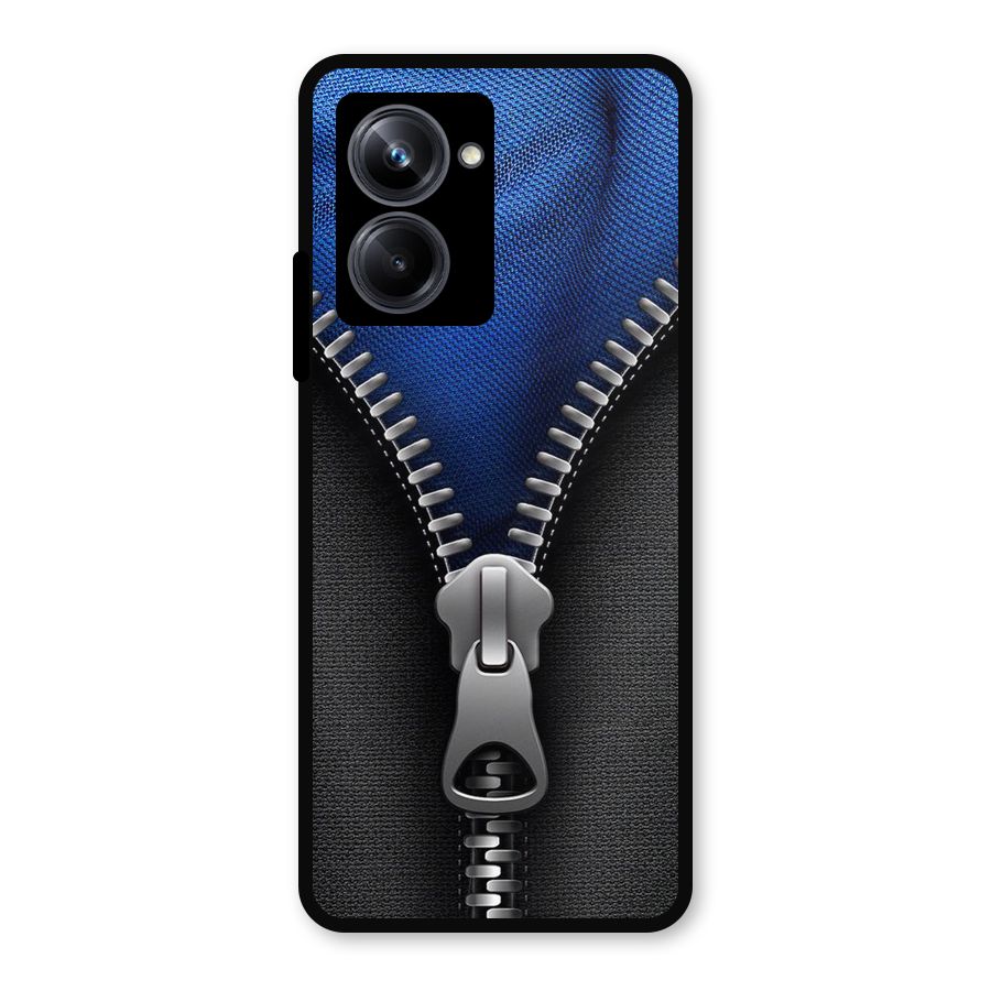 Blue Zipper Metal Back Case for Realme 10 Pro