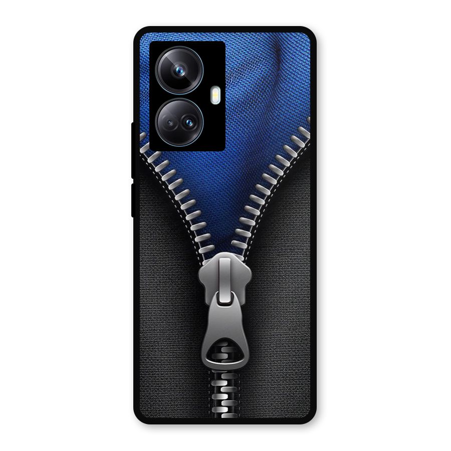 Blue Zipper Metal Back Case for Realme 10 Pro Plus