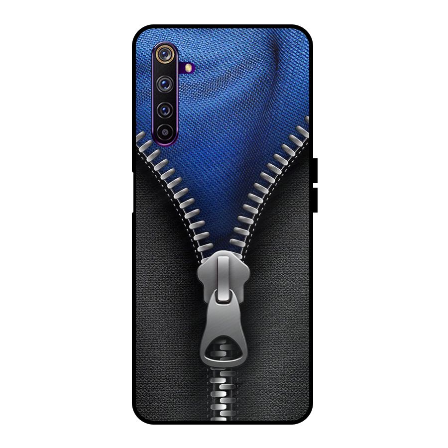 Blue Zipper Metal Back Case for Realme 6 Pro