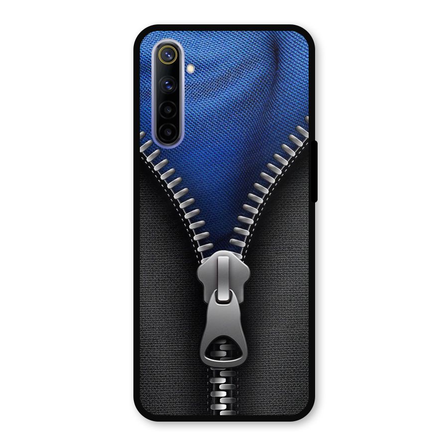 Blue Zipper Metal Back Case for Realme 6i