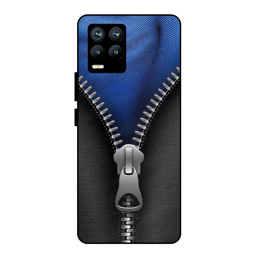 Blue Zipper Metal Back Case for Realme 8 Pro