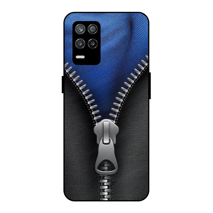 Blue Zipper Metal Back Case for Realme 8s 5G