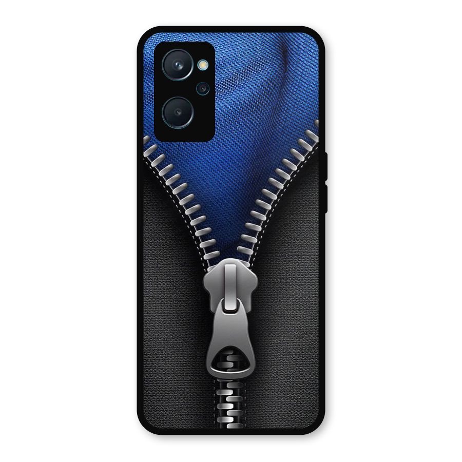 Blue Zipper Metal Back Case for Realme 9i