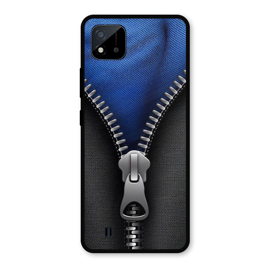 Blue Zipper Metal Back Case for Realme C11 2021