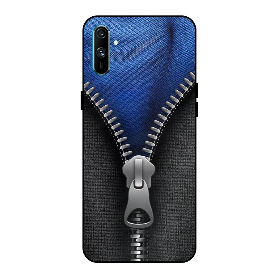 Blue Zipper Metal Back Case for Realme C3