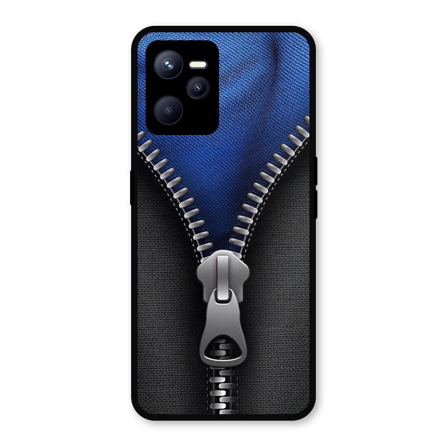 Blue Zipper Metal Back Case for Realme C35