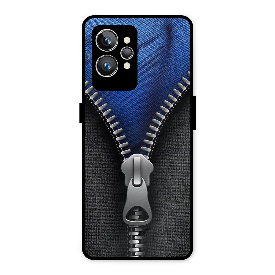 Blue Zipper Metal Back Case for Realme GT2 Pro