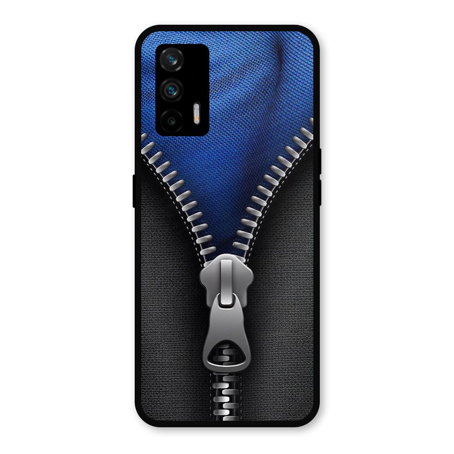 Blue Zipper Metal Back Case for Realme GT 5G