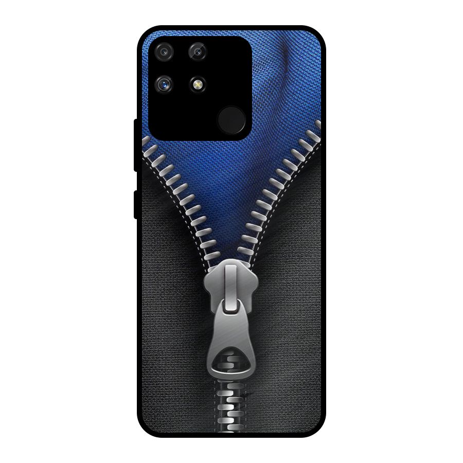 Blue Zipper Metal Back Case for Realme Narzo 50A