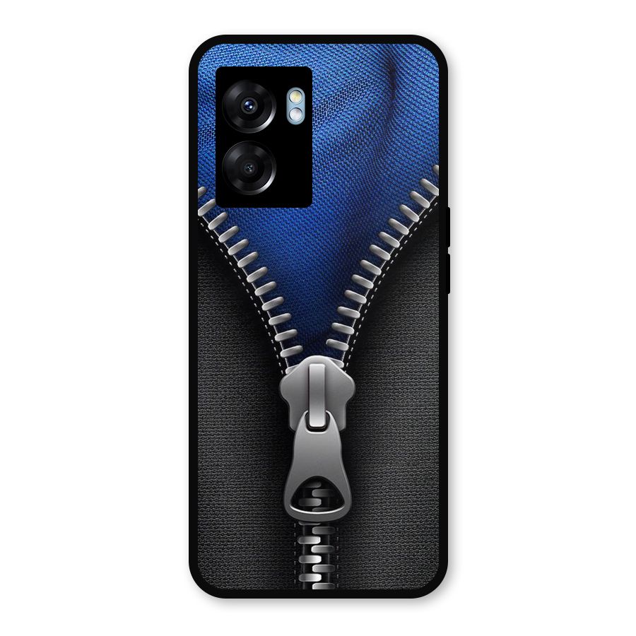 Blue Zipper Metal Back Case for Realme Narzo 50 5G