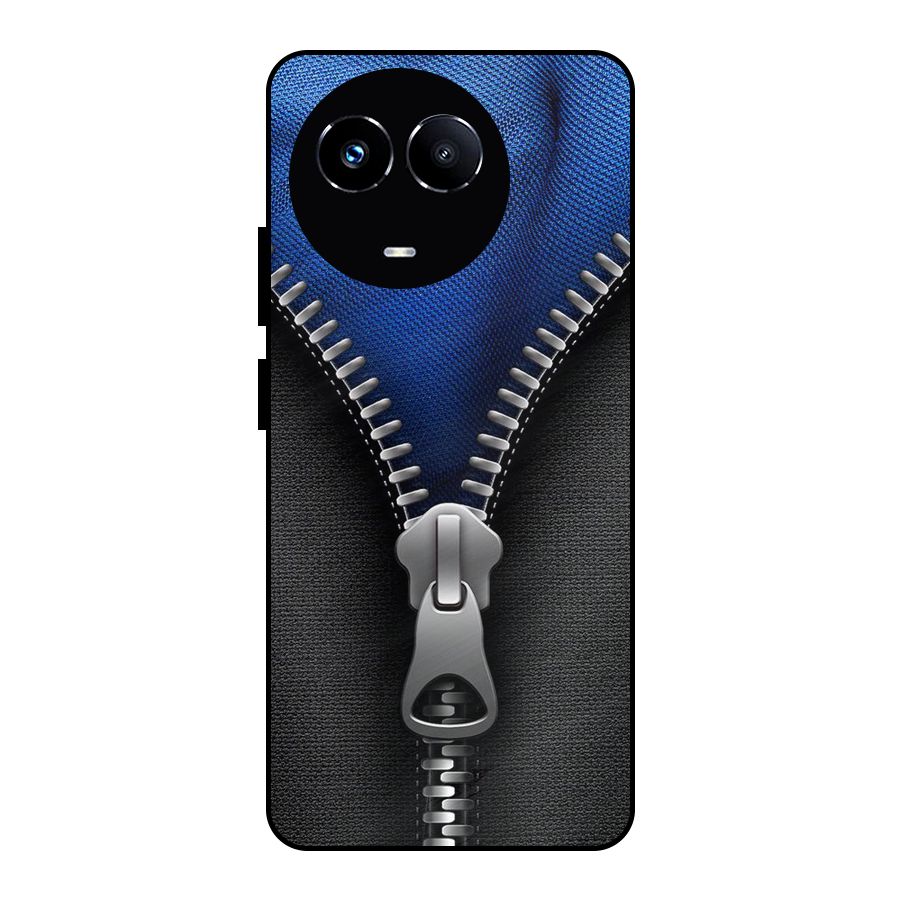 Blue Zipper Metal Back Case for Realme Narzo 60X
