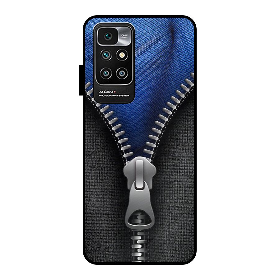 Blue Zipper Metal Back Case for Redmi 10 Prime