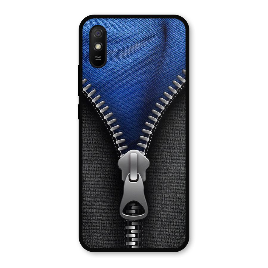 Blue Zipper Metal Back Case for Redmi 9i