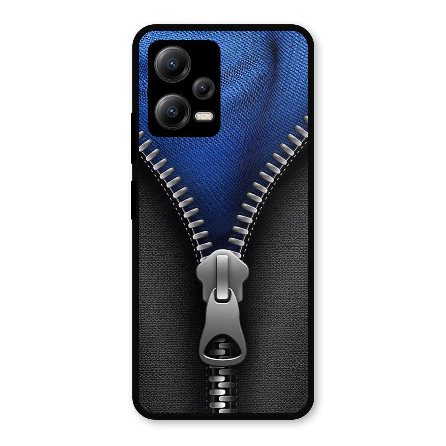 Blue Zipper Metal Back Case for Redmi Note 12 5G