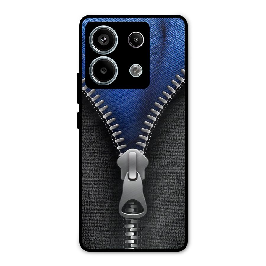 Blue Zipper Metal Back Case for Redmi Note 13 Pro 5G