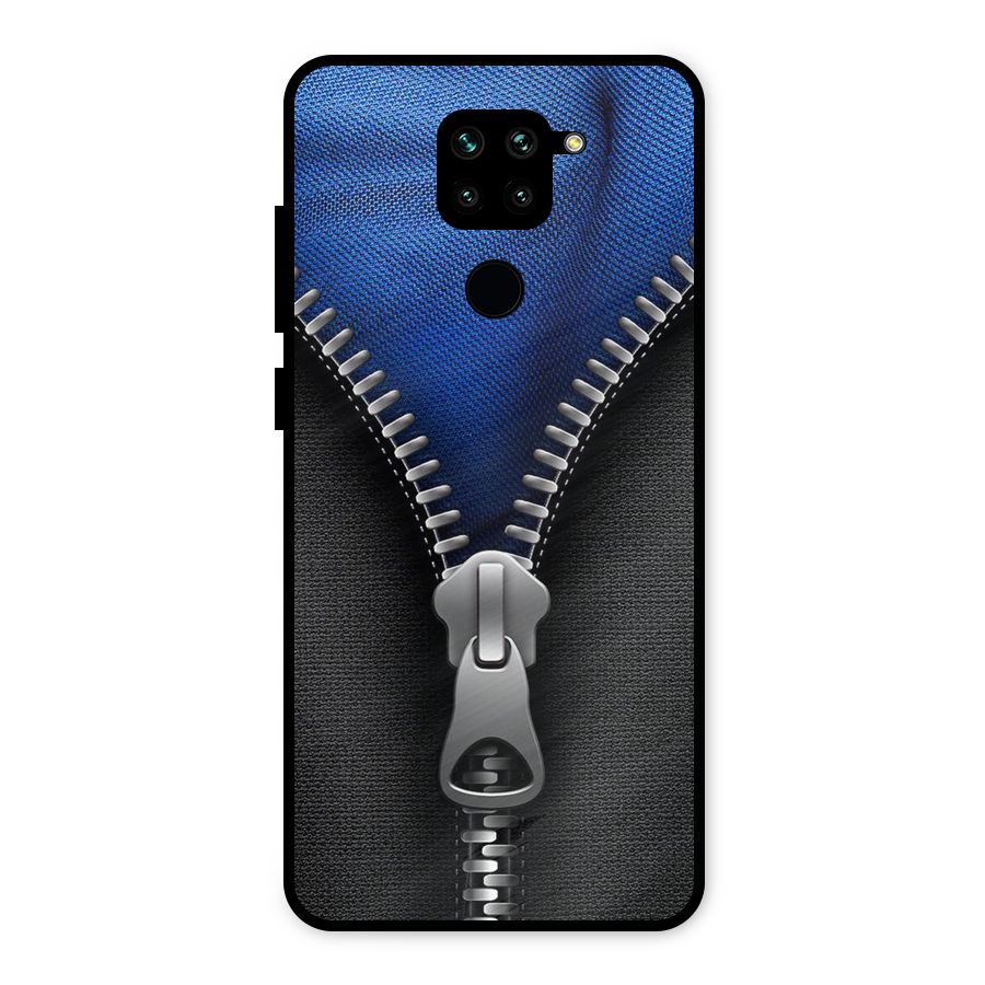Blue Zipper Metal Back Case for Redmi Note 9