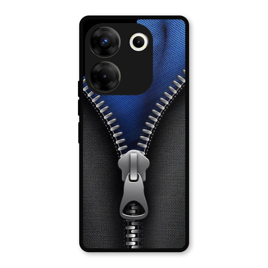 Blue Zipper Metal Back Case for Tecno Camon 20 Pro