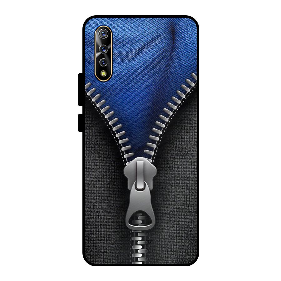 Blue Zipper Metal Back Case for Vivo S1