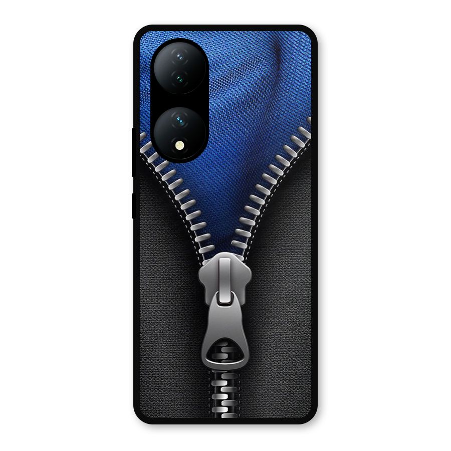 Blue Zipper Metal Back Case for Vivo T2