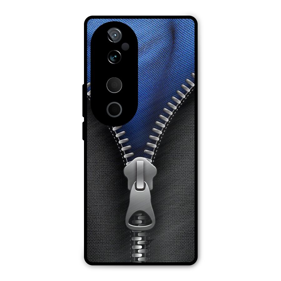 Blue Zipper Metal Back Case for Vivo T3 Ultra