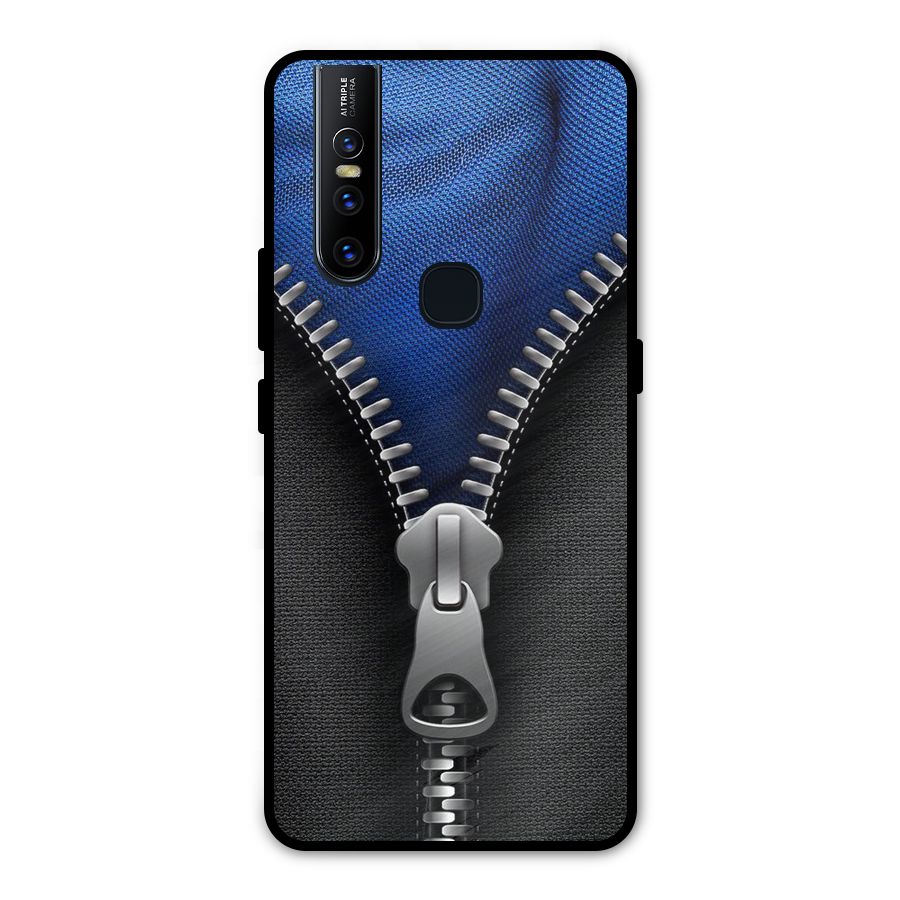 Blue Zipper Metal Back Case for Vivo V15