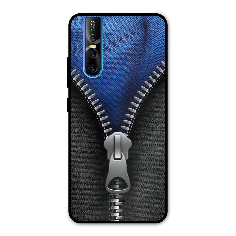 Blue Zipper Metal Back Case for Vivo V15 Pro