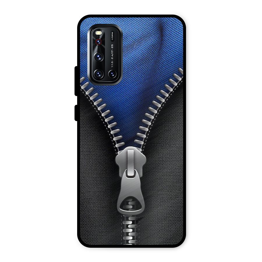 Blue Zipper Metal Back Case for Vivo V19