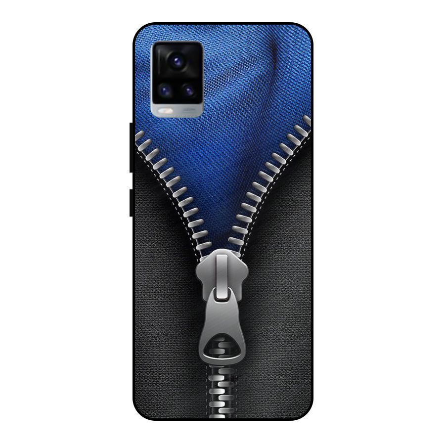 Blue Zipper Metal Back Case for Vivo V20 2021