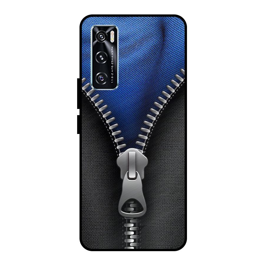 Blue Zipper Metal Back Case for Vivo V20 SE