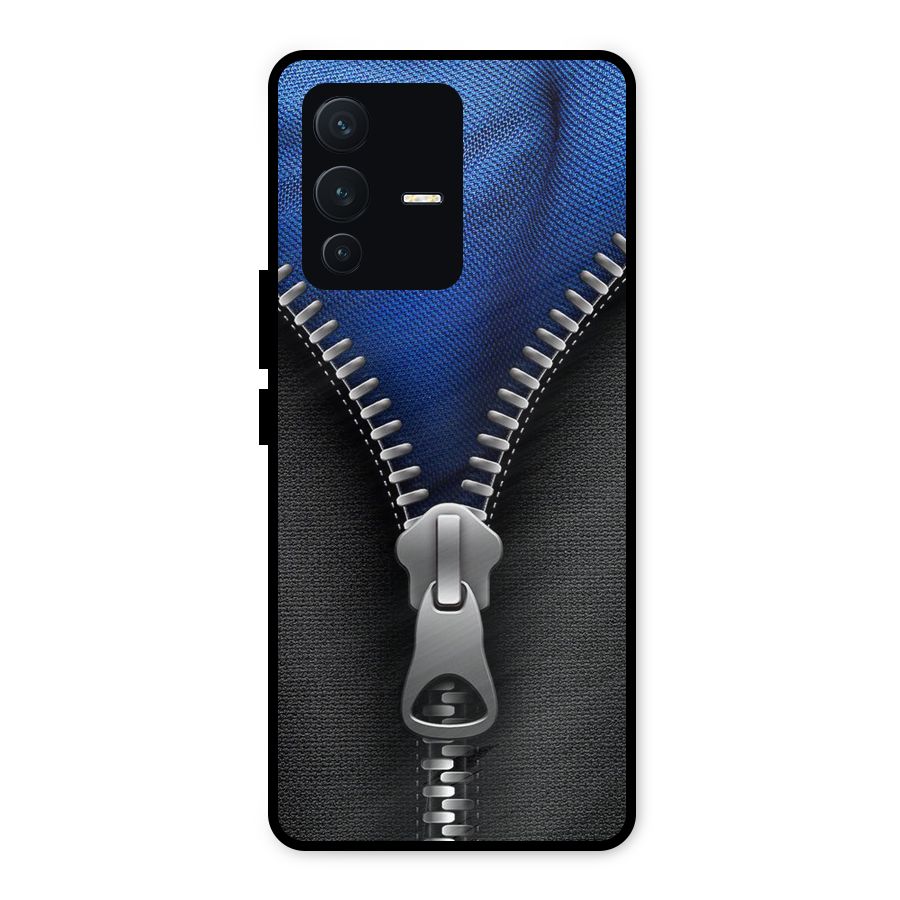 Blue Zipper Metal Back Case for Vivo V23 5G