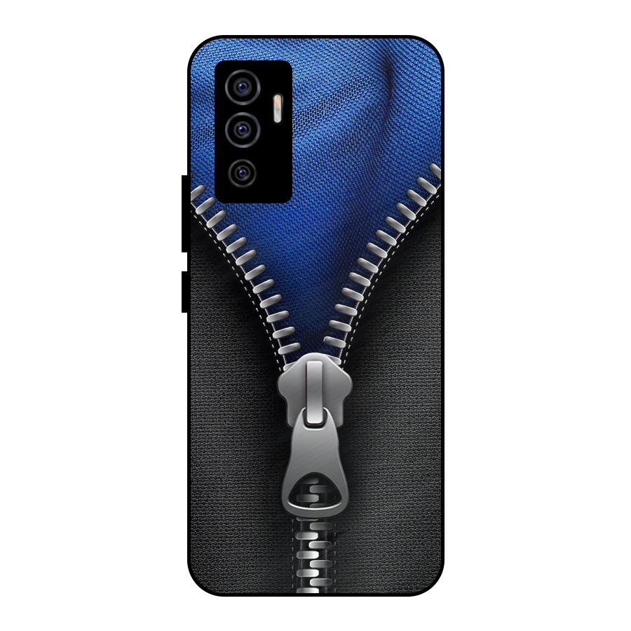 Blue Zipper Metal Back Case for Vivo V23e