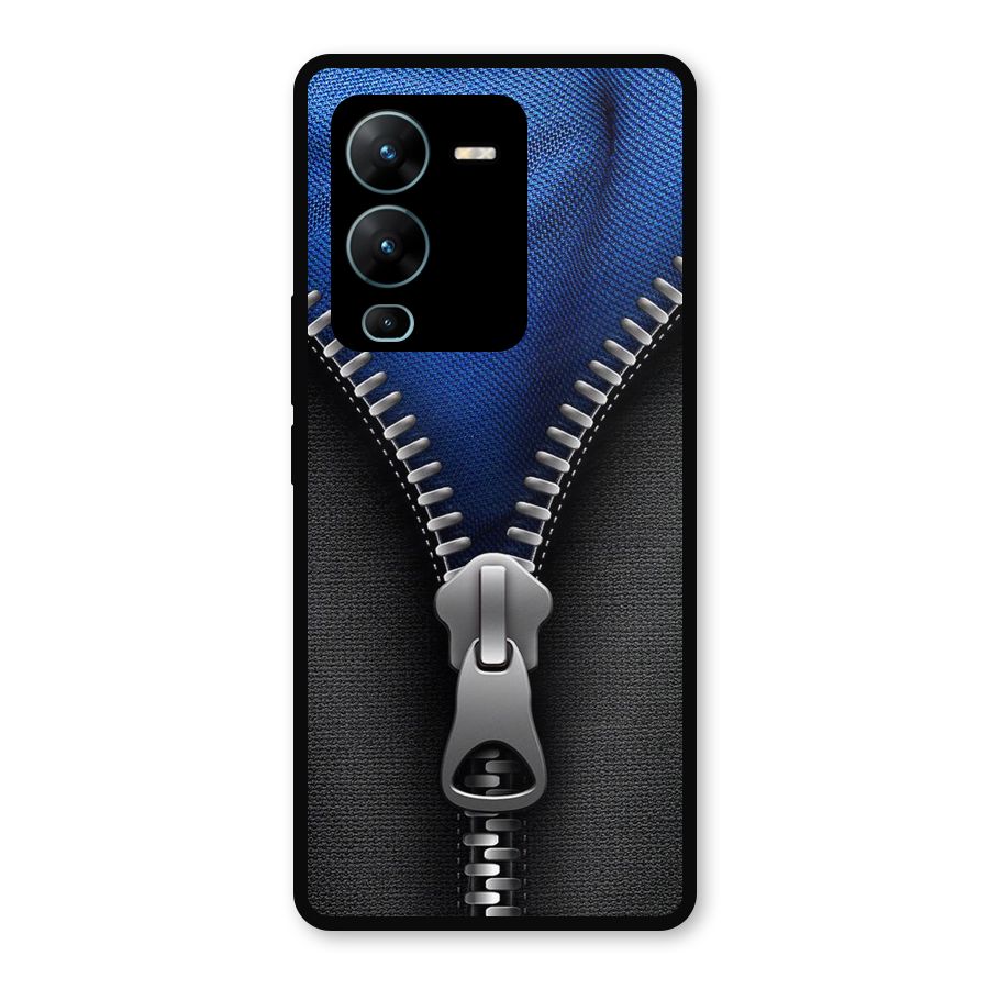 Blue Zipper Metal Back Case for Vivo V25 Pro