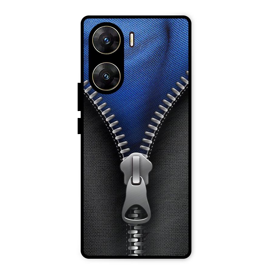Blue Zipper Metal Back Case for Vivo V29e