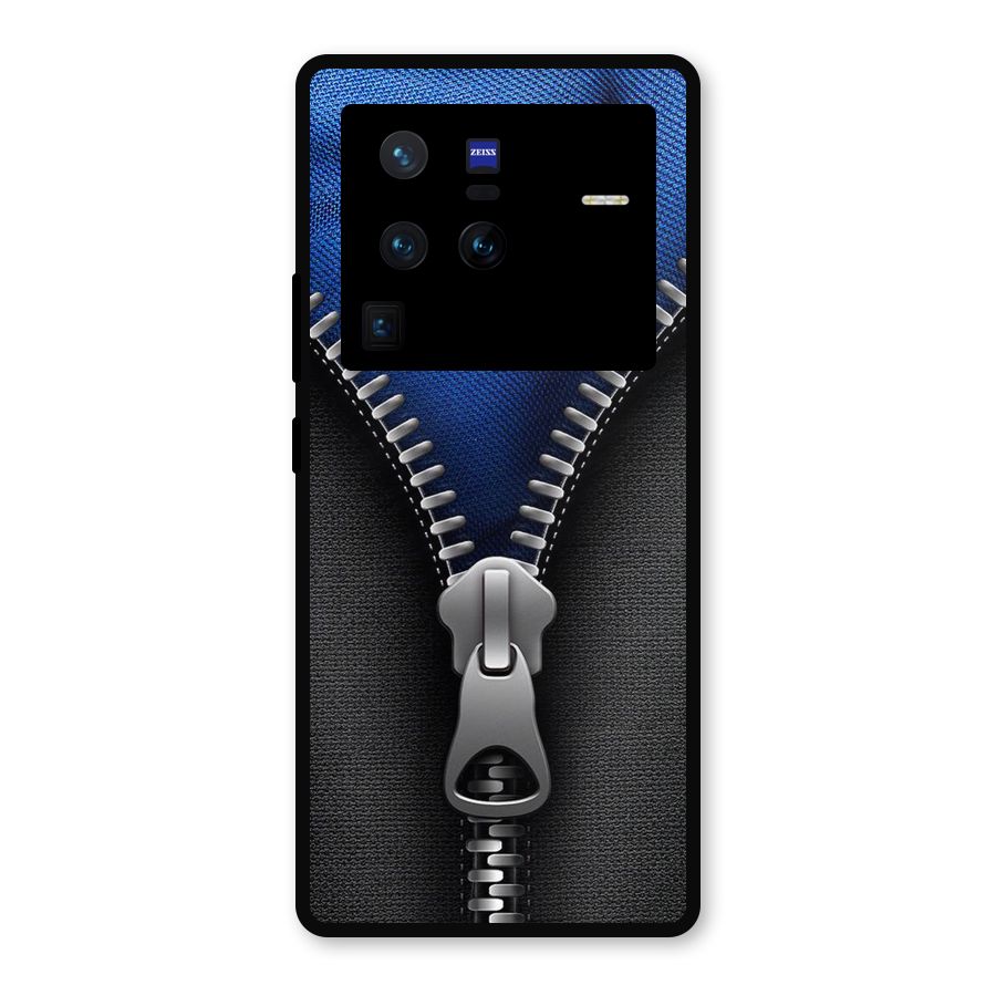 Blue Zipper Metal Back Case for Vivo X80 Pro