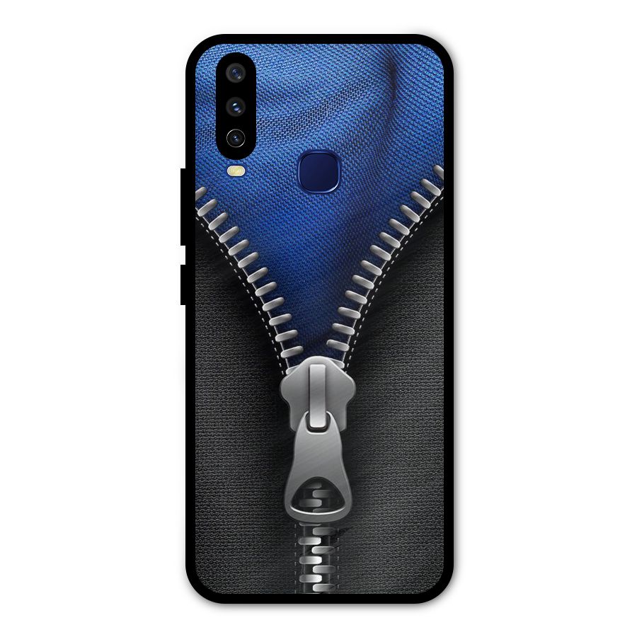 Blue Zipper Metal Back Case for Vivo Y12
