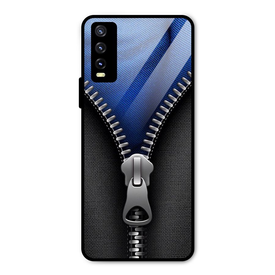 Blue Zipper Metal Back Case for Vivo Y20