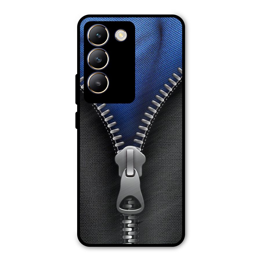 Blue Zipper Metal Back Case for Vivo Y200e