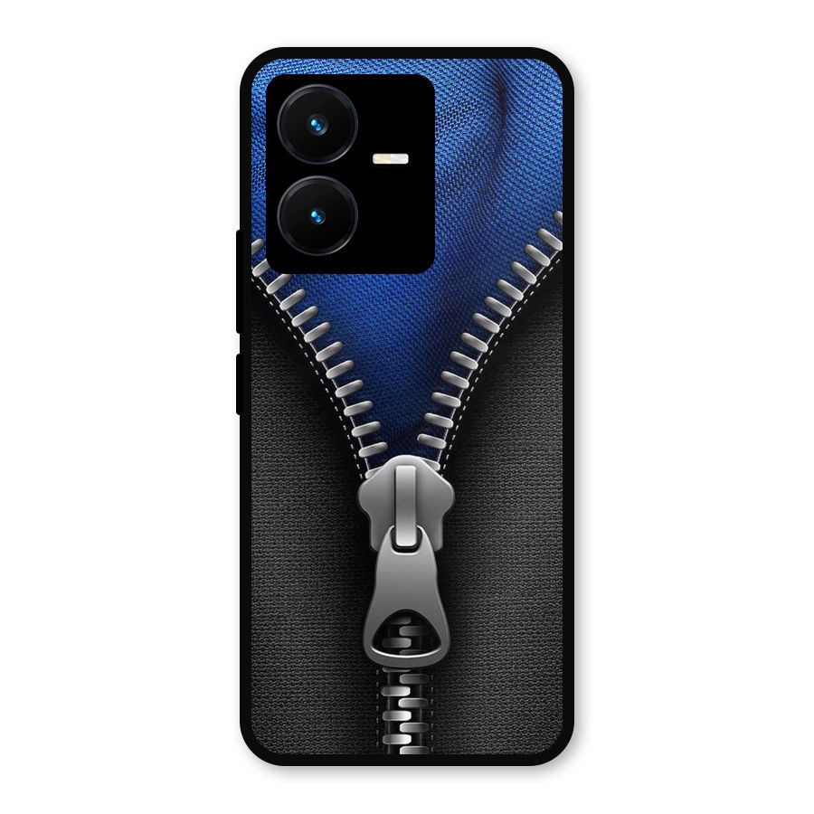Blue Zipper Metal Back Case for Vivo Y22