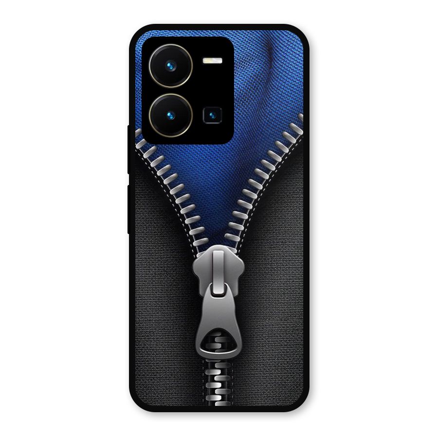 Blue Zipper Metal Back Case for Vivo Y35
