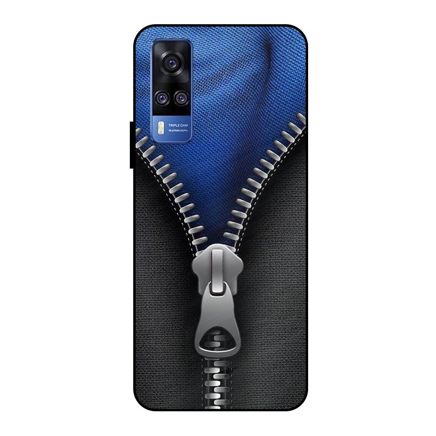 Blue Zipper Metal Back Case for Vivo Y51