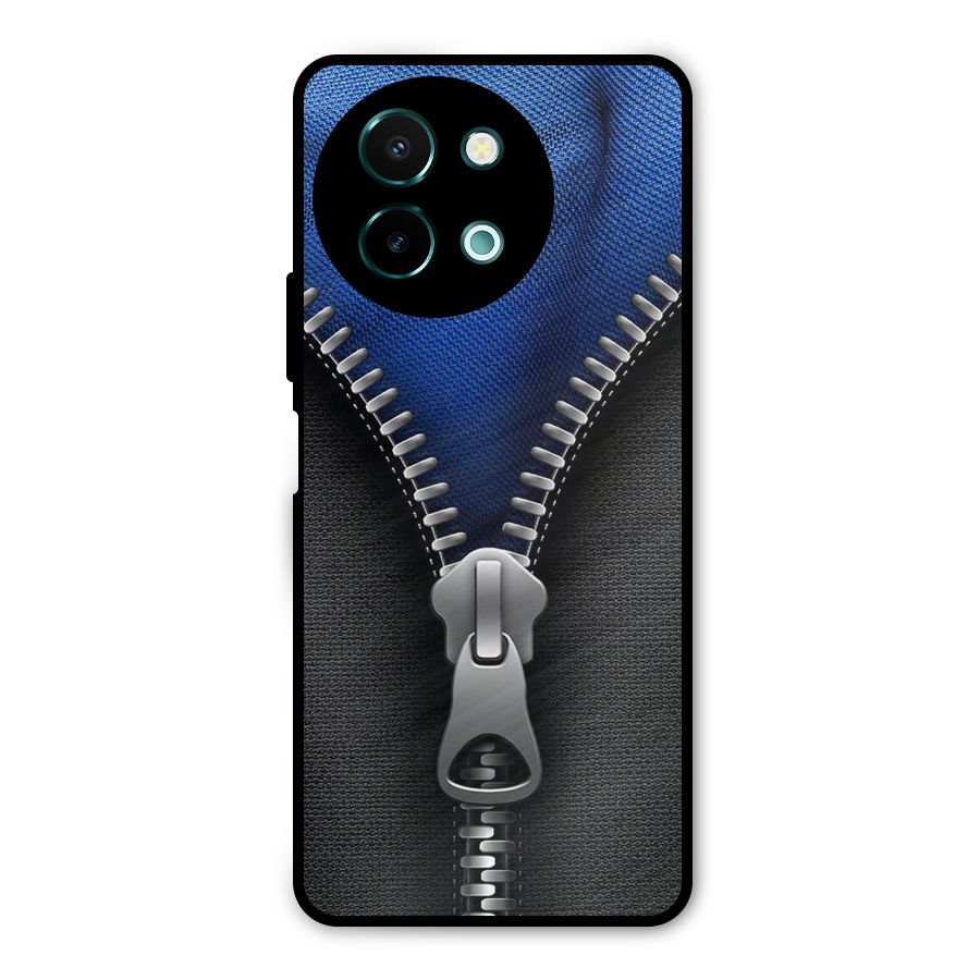 Blue Zipper Metal Back Case for Vivo Y58
