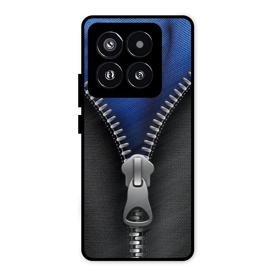 Blue Zipper Metal Back Case for Xiaomi 14 Pro