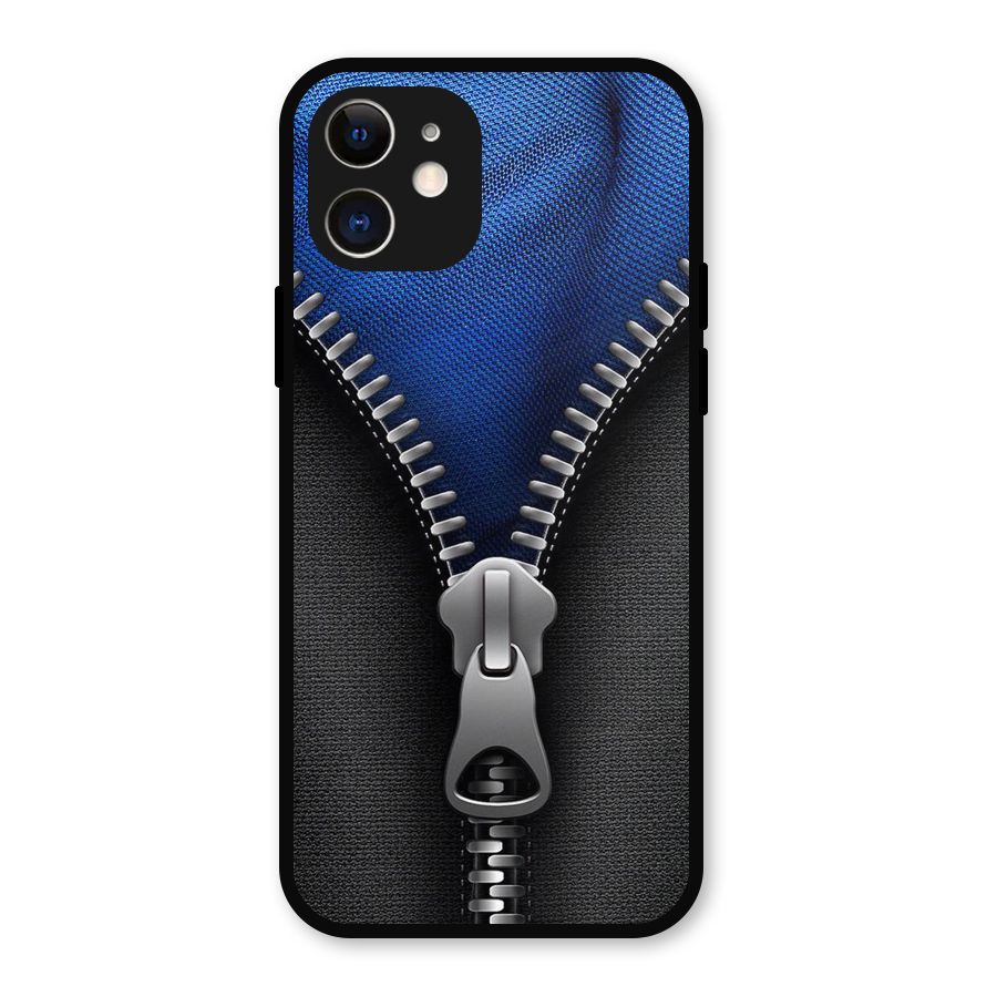 Blue Zipper Metal Back Case for iPhone 12