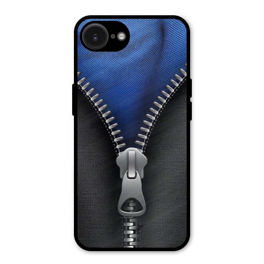Blue Zipper Metal Back Case for iPhone 16e